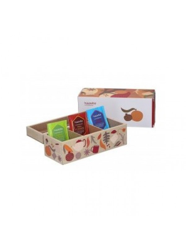 NEAVITA COFANETTO LEGNO BIO ROSSO A 3 SCOMPARTI COMPOSTO DA 15 BUSTINE TISANE ASSORTITE - farmachicca