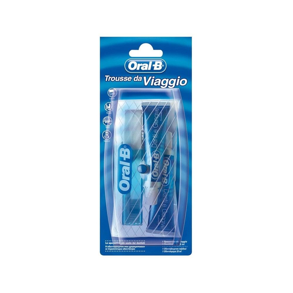 ORALB TROUSSE DA VIAGGIO SPAZZOLINO + 2 DENTIFRICI 15ML - farmachicca