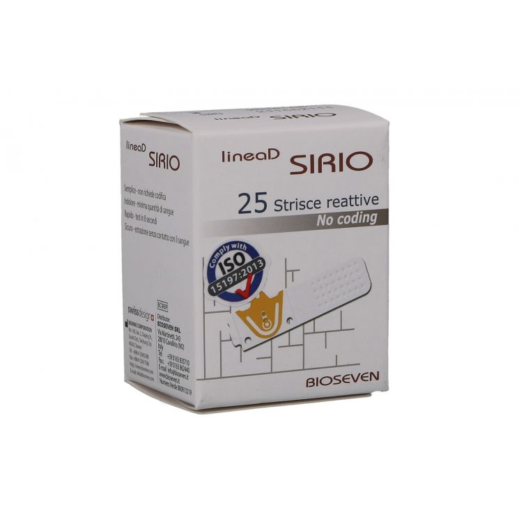 STRISCE MISURAZIONE GLICEMIA LINEA D SIRIO 25 PEZZI - farmachicca