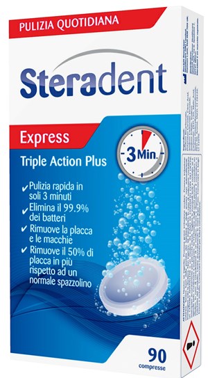 STERADENT TRIPLE ACTION PLUS 90 COMPRESSE PULENTI - farmachicca