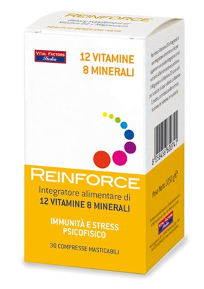 REINFORCE 12 VITAMINE + 8 MINERALI 30 COMPRESSE MASTICABILI - farmachicca