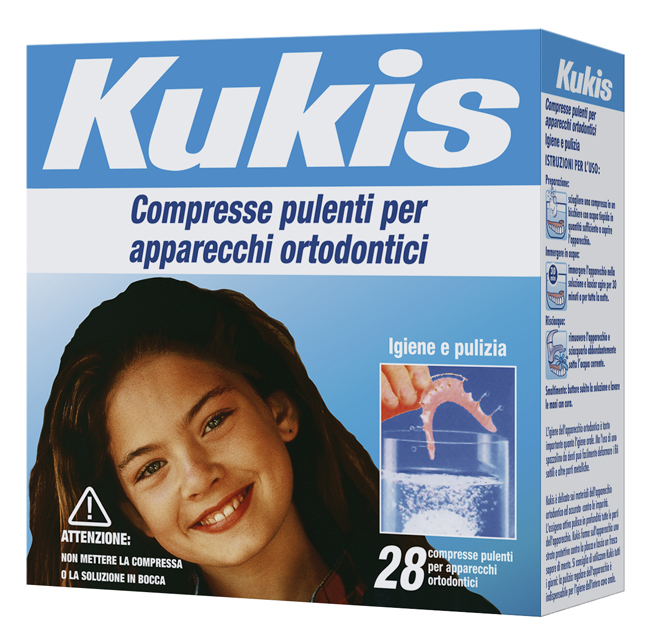 KUKIS CLEANSER 28 COMPRESSE PER PULIZIA APPARECCHI ORTODONTICI - farmachicca