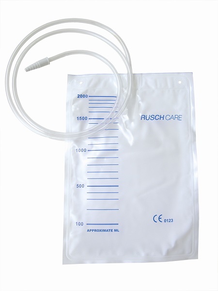 SACCA DI DRENAGGIO LETTO PER INCONTINENZA 2000ML IN PVC CON TUBO DI RACCORDO 130CM DIAMETRO 5X7MM MONOUSO 30 PEZZI - farmachicca