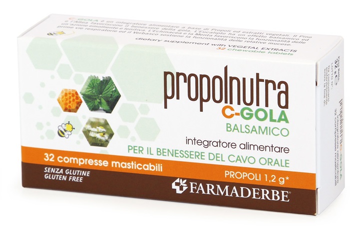 PROPOLNUTRA C GOLA BALSAMICO 32 COMPRESSE MASTICABILI - farmachicca