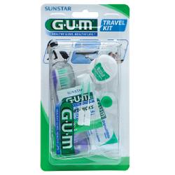 GUM TRAVEL KIT VIAGGIO 1 SPAZZOLINO PIEGHEVOLE GUM TRAVEL + 1 DENTIFRICIO VIAGGIO 12 ML + 1 ROCCHETTO FILO INTERDENTALE 10MT + 2 SCOVOLINI GOMMA GUM SOFT PICKS - farmachicca