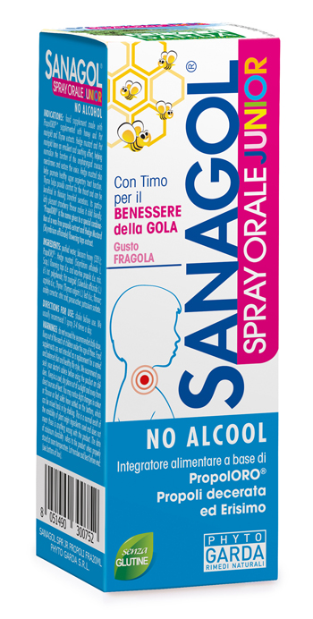 SANAGOL SPRAY JUNIOR PROPOLI FRAGOLA 20 ML - farmachicca
