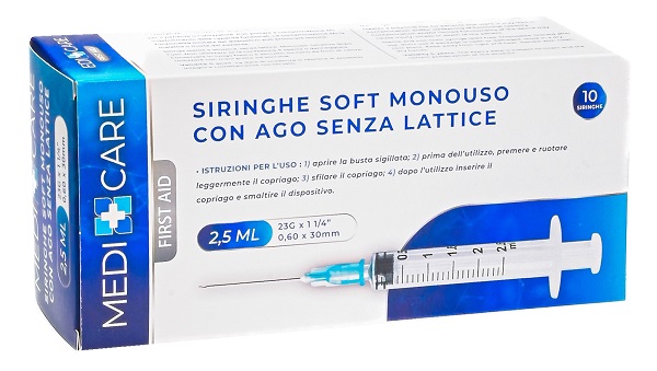 SIRINGA SOFT CAPACITA' 2,5ML AGO GAUGE 23 CONFEZIONE 10 PEZZI GAMMADIS - farmachicca