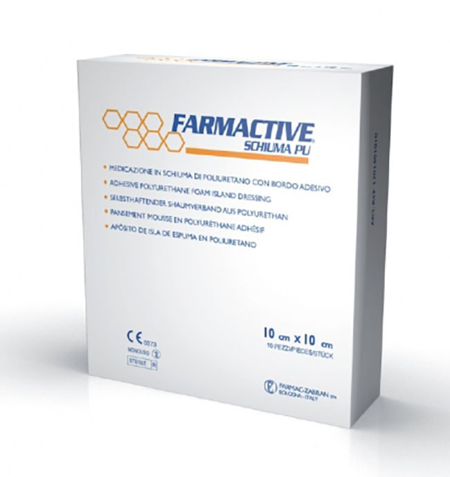 CEROTTO FARMACTIVE SCHIUMA IN POLIURETANO 10X10CM 10 PEZZI - farmachicca