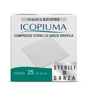 GARZA COMPRESSA IDROFILA ICOPIUMA 10X10CM 25 PEZZI - farmachicca