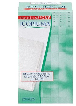 GARZA COMPRESSA IDROFILA ICOPIUMA 18X40CM 12 PEZZI - farmachicca