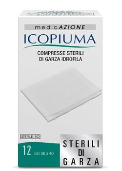 GARZA COMPRESSA IDROFILA ICOPIUMA 36X40CM 12 PEZZI - farmachicca