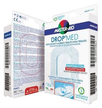MEDICAZIONE COMPRESSA AUTOADESIVA DERMOATTIVA IPOALLERGENICA AERATA MASTER-AID DROP MED 10X12 5 PEZZI - farmachicca