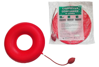 CIAMBELLA GONFIABILE PER INVALIDI IN GOMMA ROSSA TEAM DELUXE CON POMPA 40CM DIAMETRO - farmachicca