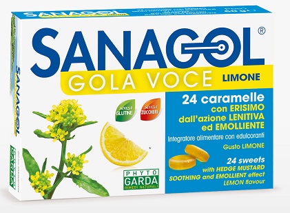 SANAGOL GOLA VOCE SENZA ZUCCHERO LIMONE 24 CARAMELLE - farmachicca