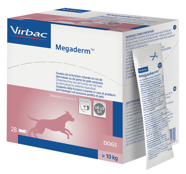 MEGADERM SUPPLEMENTO CANI SUPERIORI A 10 KG SCATOLA DA 28 SACCHETTI MONODOSE 4 ML - farmachicca