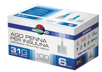 AGO PER PENNA DA INSULINA MASTER-AID 31 GAUGE 6 MM 100 PEZZI - farmachicca