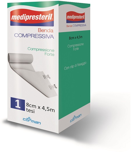 BENDA ELASTICA MEDIPRESTERIL COMPRESSIONE FORTE 8X450CM - farmachicca