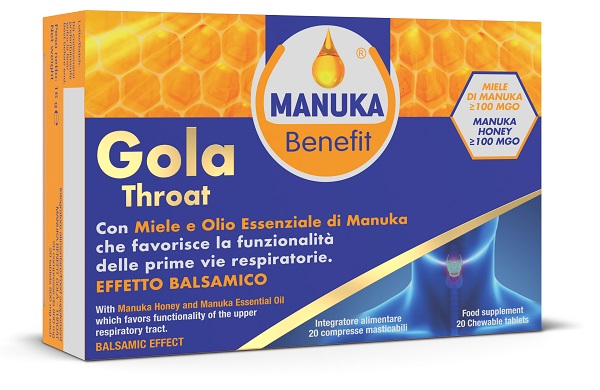 MANUKA BENEFIT GOLA THROAT 20 COMPRESSE MASTICABILI - farmachicca
