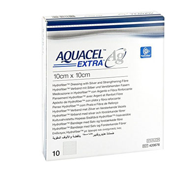 AQUACEL AG EXTRA MEDICAZIONE CON IONI ARGENTO 10X10 CM 10 PEZZI - farmachicca