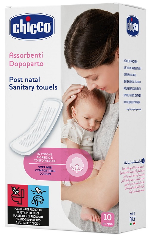 CHICCO MAMMA DONNA ASSORBENTI POSTPARTO COTONE 10 PEZZI - farmachicca