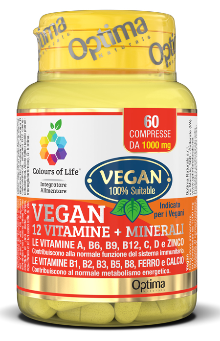 COLOURS OF LIFE VEGAN 12 VITAMINE + 3 MINERALI 60 COMPRESSE - farmachicca