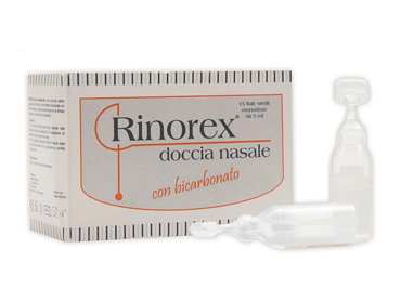 FIALA PER DOCCIA NASALE RINOREX BICARBONATO 15 FIALE 5 ML - farmachicca