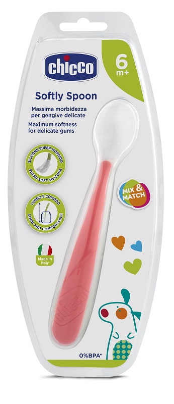 CHICCO CUCCHIAIO MORBIDO SILICONE 6M+ ROSSO UP - farmachicca