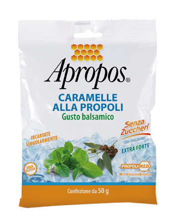 APROPOS CARAMELLE DURE ALLA PROPOLI BALSAMICHE SENZA ZUCCHERO 50 G - farmachicca