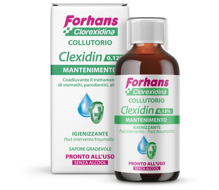 FORHANS COLLUTORIO CON CLOREXIDINA 0,12 CLEXIDIN SENZA ALCOOL 200 ML - farmachicca