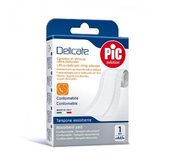 CEROTTO PIC DELICATE STRISCIA BIANCA CON TAMPONE ANTIBATTERICO CM 8X0,5 M - farmachicca