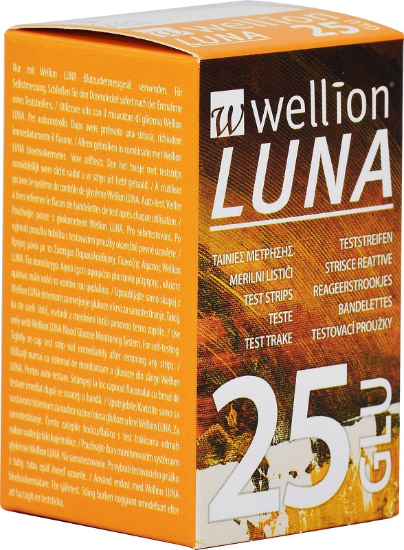 WELLION LUNA 25 STRIPS STRISCE PER MISURAZIONE GLICEMIA - farmachicca
