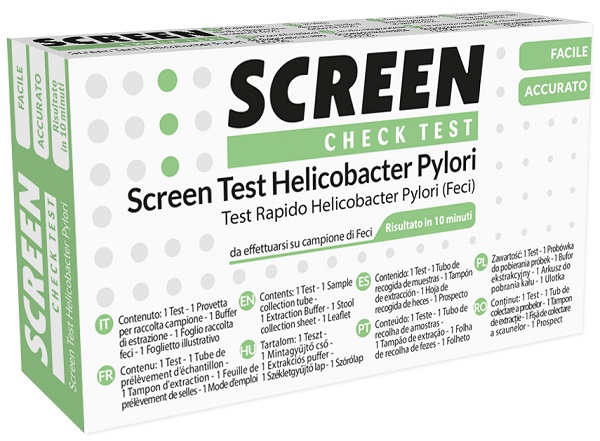 TEST RAPIDO PER L'INDIVIDUAZIONE DEGLI ANTIGENI HELICOBACTER PYLORI NELLE FECI UMANE SCREEN CHECK TEST HELICOBACTER/PYLORI - farmachicca