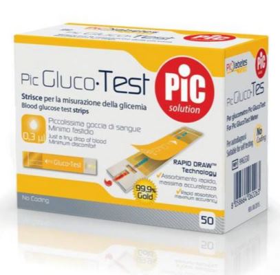 STRISCE MISURAZIONE GLICEMIA PIC GLUCOTEST 50 PEZZI - farmachicca
