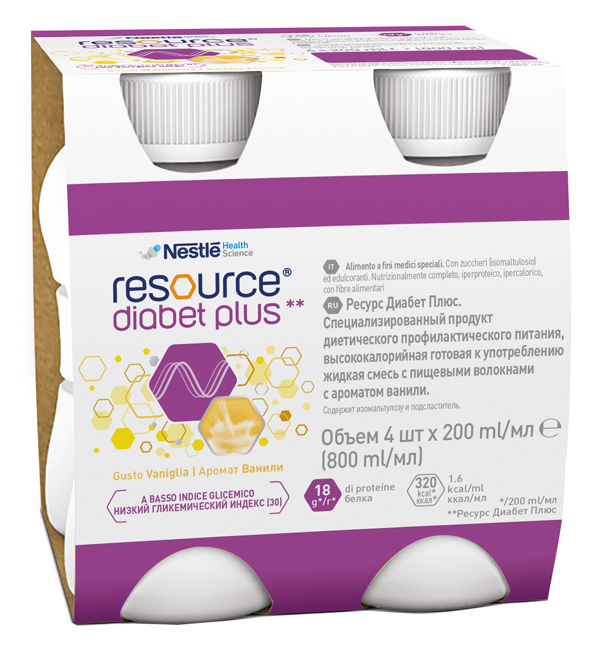 RESOURCE DIABET PLUS VANIGLIA 4 X 200 ML - farmachicca