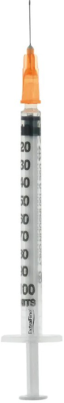 SIRINGA PER INSULINA EXTRAFINE 1ML 100 UI AGO REMOVIBILE 25 GAUGE 0,5X16 MM 1 PEZZO - farmachicca