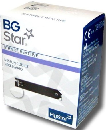 STRISCE REATTIVE MISURAZIONE GLICEMIA BGSTAR MYSTAR 25 PEZZI - farmachicca