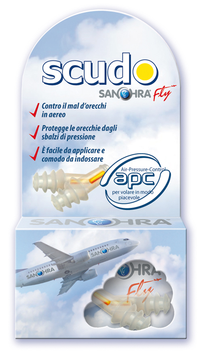 FILTRO AURICOLARE EARPLUG SCUDO FLY ADULTI SANOHRA 2 PEZZI - farmachicca