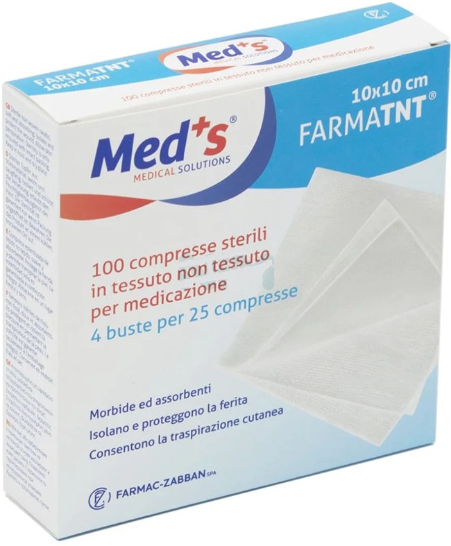 GARZA COMPRESSA MEDS FARMATNT IN TESSUTO NON TESSUTO 10X10CM 100 PEZZI - farmachicca