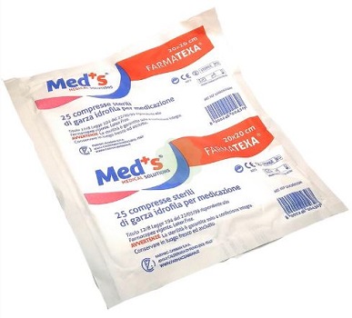 GARZA COMPRESSA MEDS FARMATEXA IDROFILA 12/8 20X20CM 25 PEZZI - farmachicca