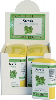 STEVIA EDULCORANTE 200 COMPRESSE DISPLAY CONTENENTE 14 DISPENSER - farmachicca