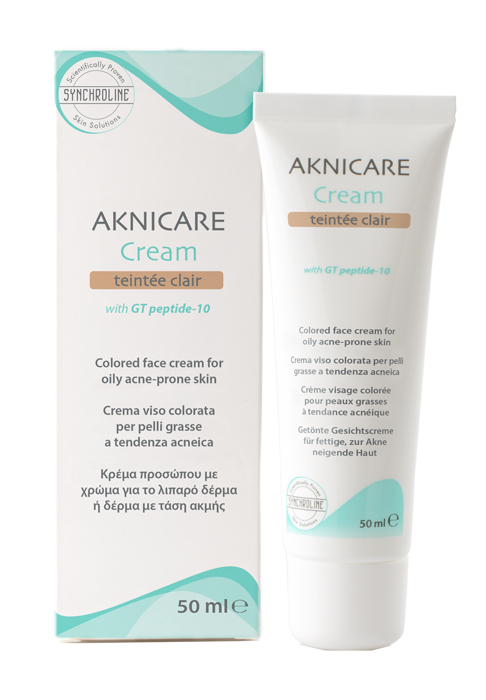 CREMA TRATTANTE COLORATA PER PELLE ACNEICA AKNICARE CREAM TEINTEE CLAIR TUBETTO 50 ML - farmachicca