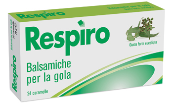 CARAMELLE BALSAMICHE PER LA GOLA RESPIRO GUSTO FORTE EUCALIPTO 24 PEZZI - farmachicca