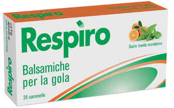 CARAMELLE BALSAMICHE PER LA GOLA RESPIRO GUSTO MENTA MANDARINO 24 PEZZI - farmachicca