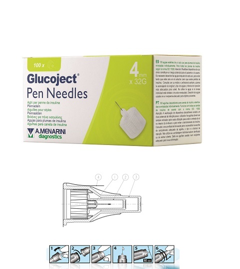 AGO PER PENNA DA INSULINA GLUCOJECT LUNGHEZZA 4 MM GAUGE 32 100 PEZZI - farmachicca