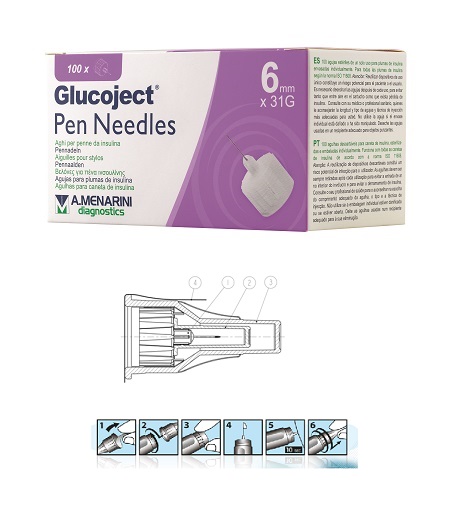 AGO PER PENNA DA INSULINA GLUCOJECT LUNGHEZZA 6 MM GAUGE 31 100 PEZZI - farmachicca