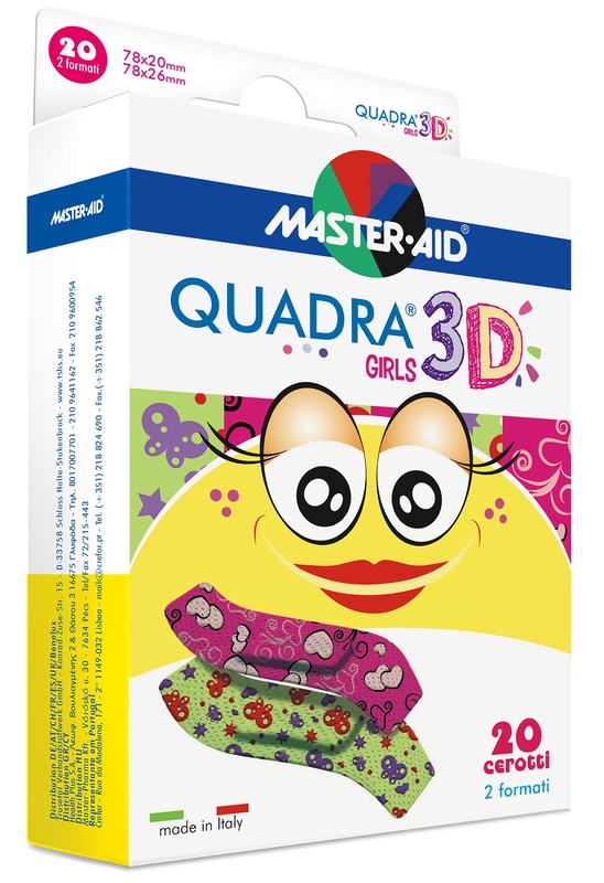 CEROTTO MASTER-AID QUADRA 3D GIRLS 20 PEZZI ASSORTITI - farmachicca