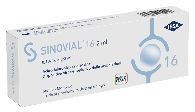 SIRINGA INTRA-ARTICOLARE SINOVIAL 16 ACIDO IALURONICO SALE SODICO 0,8% 16MG/2ML 2ML + AGO 21 GAUGE - farmachicca