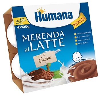 HUMANA MERENDA AL LATTE GUSTO CIOCCOLATO 100 G 4 PEZZI - farmachicca