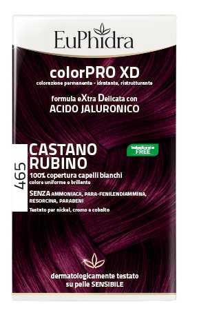 EUPHIDRA COLORPRO XD 465 CAST RUBINO GEL COLORANTE CAPELLI IN FLACONE + ATTIVANTE + BALSAMO + GUANTI - farmachicca