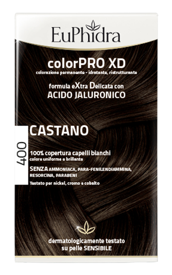 EUPHIDRA COLORPRO XD 400 CASTANO GEL COLORANTE CAPELLI IN FLACONE + ATTIVANTE + BALSAMO + GUANTI - farmachicca